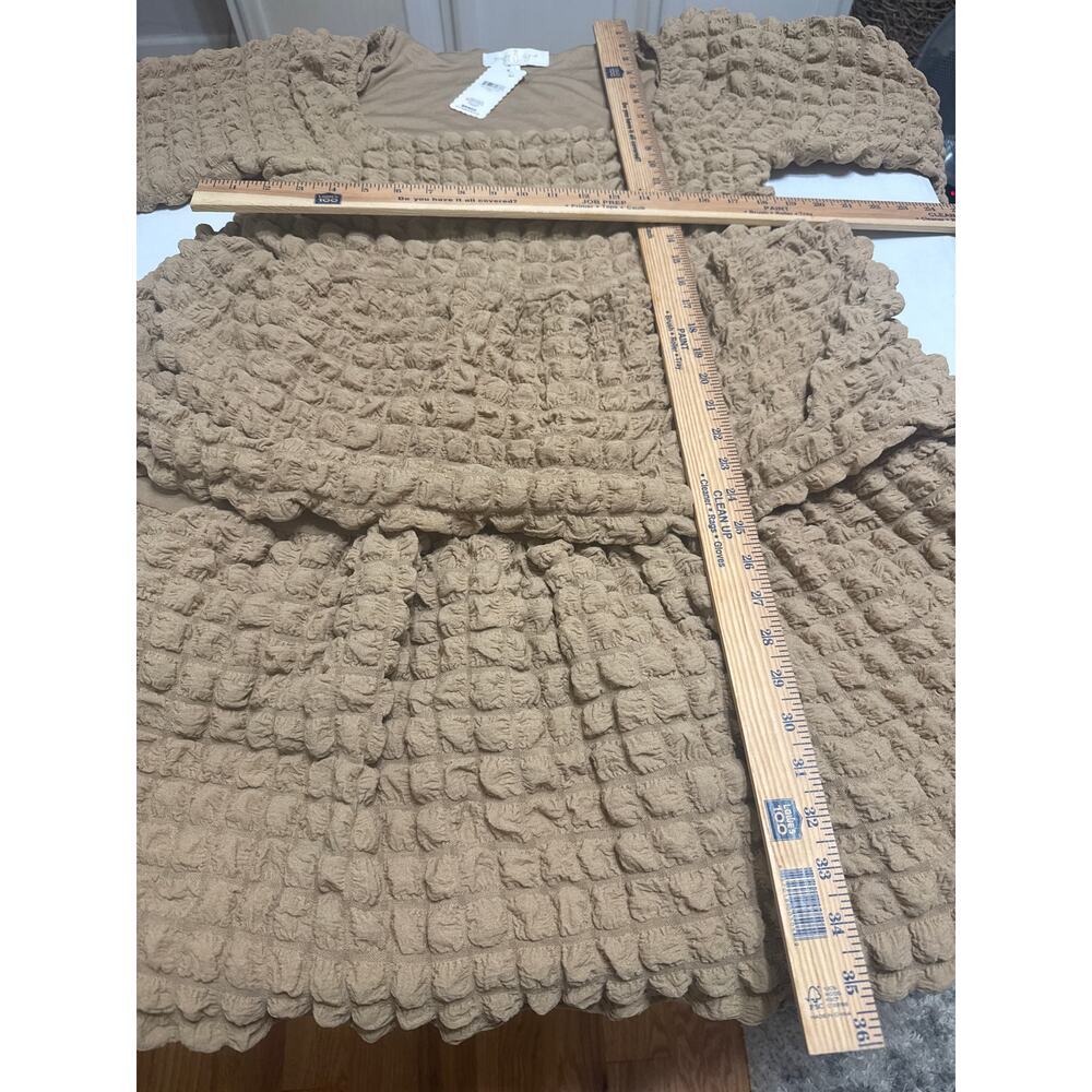 Simply Southern NWT Bubble Ruffle Mini Dress Size Large Brown Flowy Boho - Picture 9 of 11